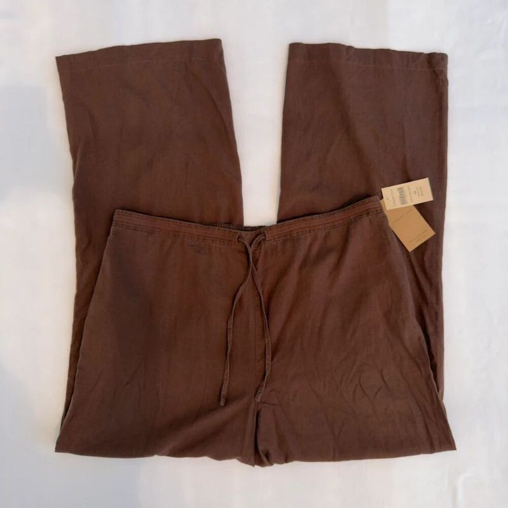 NWT Coldwater Creek Brown Wide Leg Linen Pants